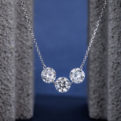 MissDiamond Round Cut Lab Grown Diamond 1CT 9K White Gold Pendant Necklace MSN-958