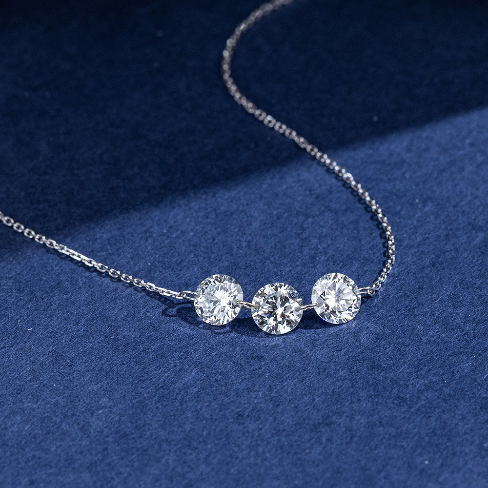 MissDiamond Round Cut Lab Grown Diamond 1CT 9K White Gold Pendant Necklace MSN-958