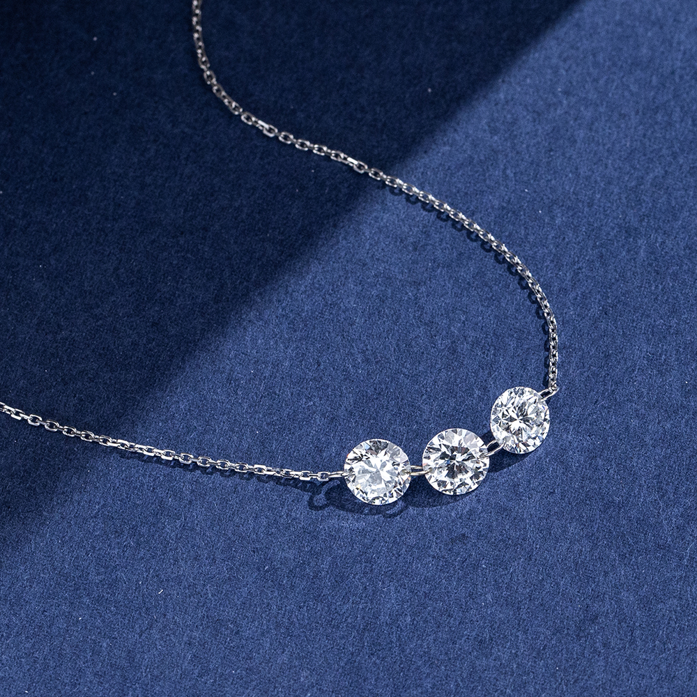 MissDiamond Round Cut Lab Grown Diamond 1CT 9K White Gold Pendant Necklace MSN-958