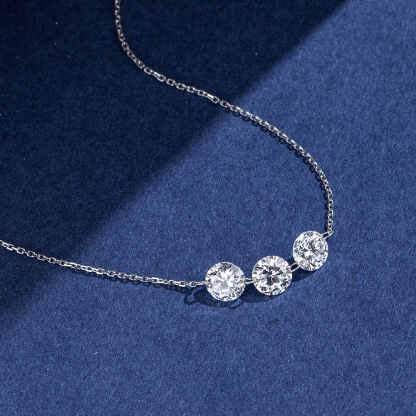 MissDiamond Round Cut Lab Grown Diamond 1CT 9K White Gold Pendant Necklace MSN-958