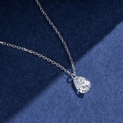 MissDiamond Pear Cut Lab Grown Diamond 1CT 9K White Gold Pendant Necklace MSN-955