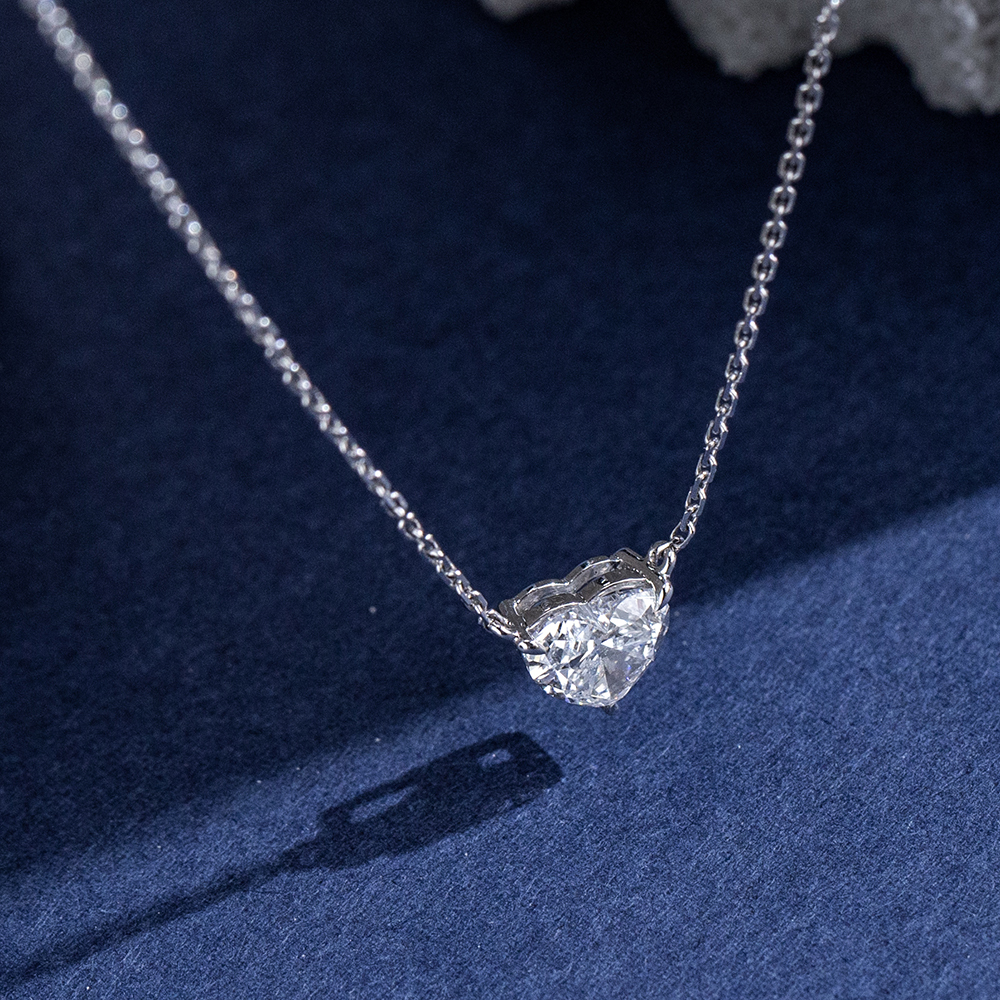 MissDiamond Heart Cut Lab Grown Diamond 1CT 9K White Gold Pendant Necklace MSN-621
