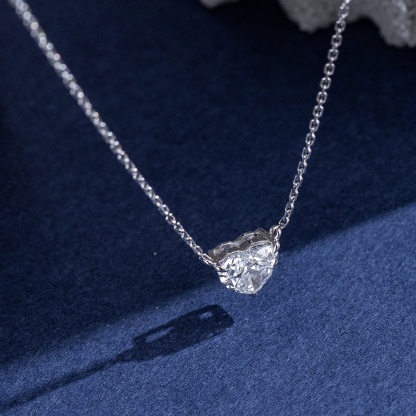 MissDiamond Heart Cut Lab Grown Diamond 1CT 9K White Gold Pendant Necklace MSN-621