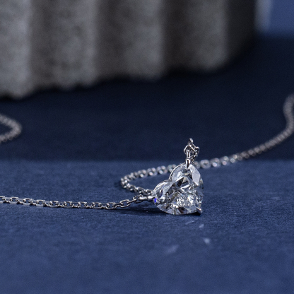 MissDiamond Heart Cut Lab Grown Diamond 1CT 9K White Gold Pendant Necklace MSN-621