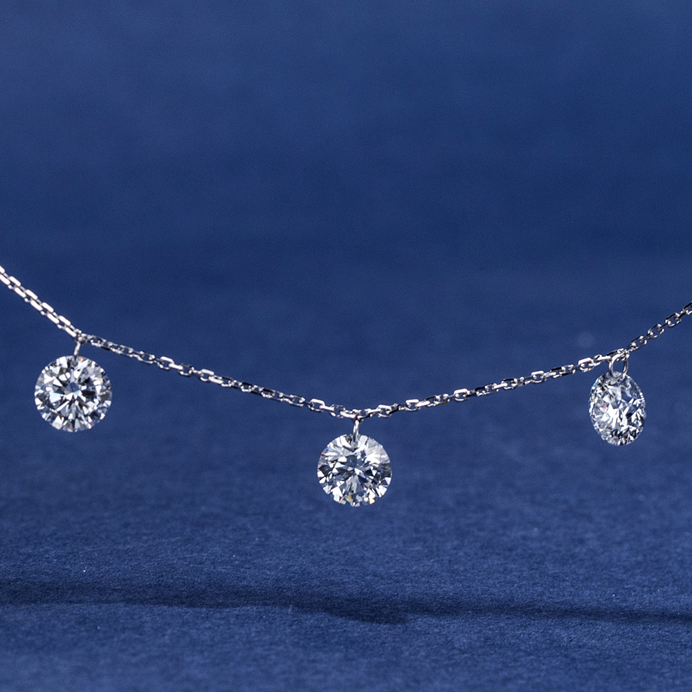 MissDiamond Round Cut Lab Grown Diamond 1CT 9K White Gold Pendant Necklace MSN-960