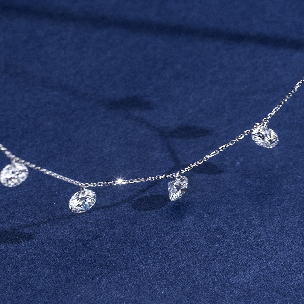 MissDiamond Round Cut Lab Grown Diamond 1CT 9K White Gold Pendant Necklace MSN-960