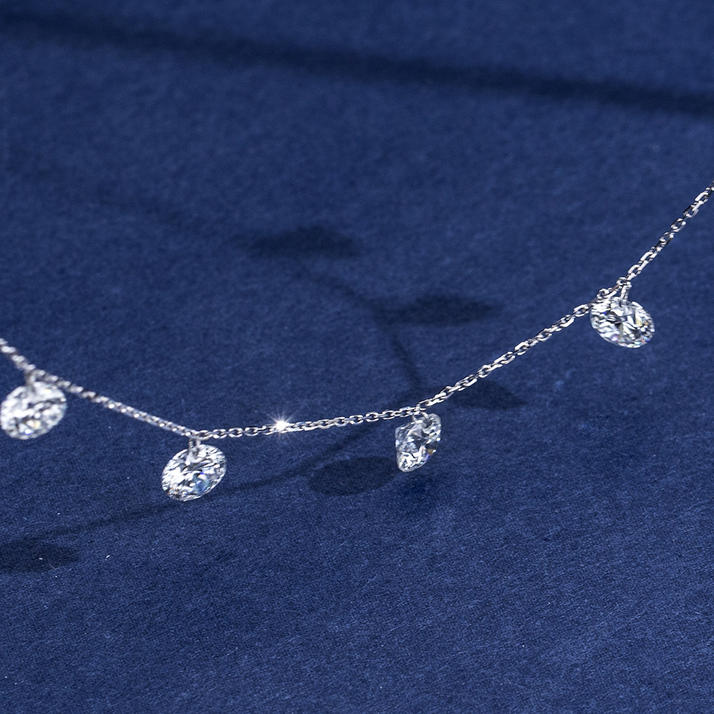 MissDiamond Round Cut Lab Grown Diamond 1CT 9K White Gold Pendant Necklace MSN-960