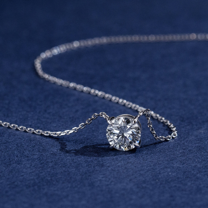 MissDiamond Round Cut Lab Grown Diamond 1CT 9K White Gold Pendant Necklace MSN-961