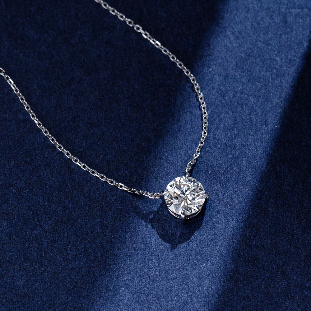 MissDiamond Round Cut Lab Grown Diamond 1CT 9K White Gold Pendant Necklace MSN-961