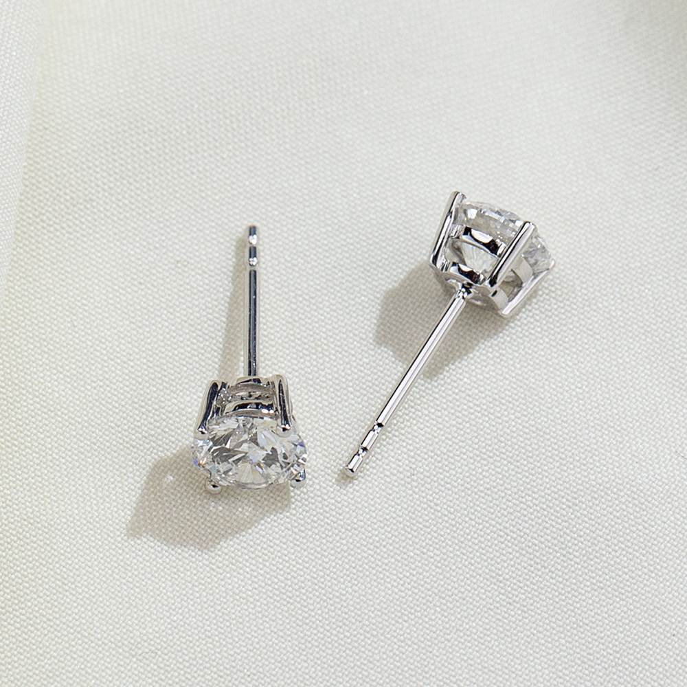 MissDiamond 5.5mm Round Cut Lab Grown Diamond 1CT 9K White Gold Studs Earrings MSE-016