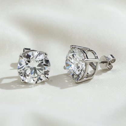 MissDiamond Round Cut Lab Grown Diamond 8CT E VVS2/VS1 Platinum Studs Earrings MSE-329