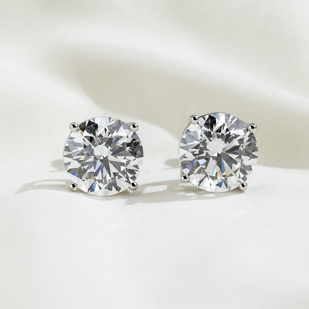 MissDiamond Round Cut Lab Grown Diamond 8CT E VVS2/VS1 Platinum Studs Earrings MSE-329