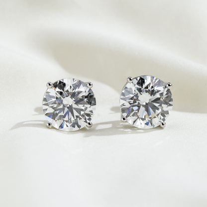 MissDiamond Round Cut Lab Grown Diamond 8CT E VVS2/VS1 Platinum Studs Earrings MSE-329