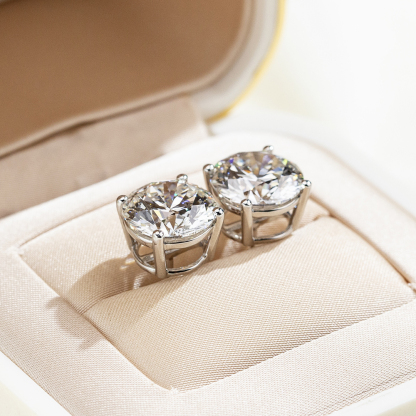 MissDiamond Round Cut Lab Grown Diamond 8CT E VVS2/VS1 Platinum Studs Earrings MSE-329