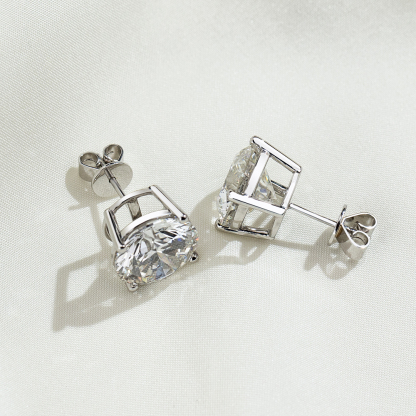 MissDiamond Round Cut Lab Grown Diamond 5CT G VS2 Platinum Studs Earrings MSE-329