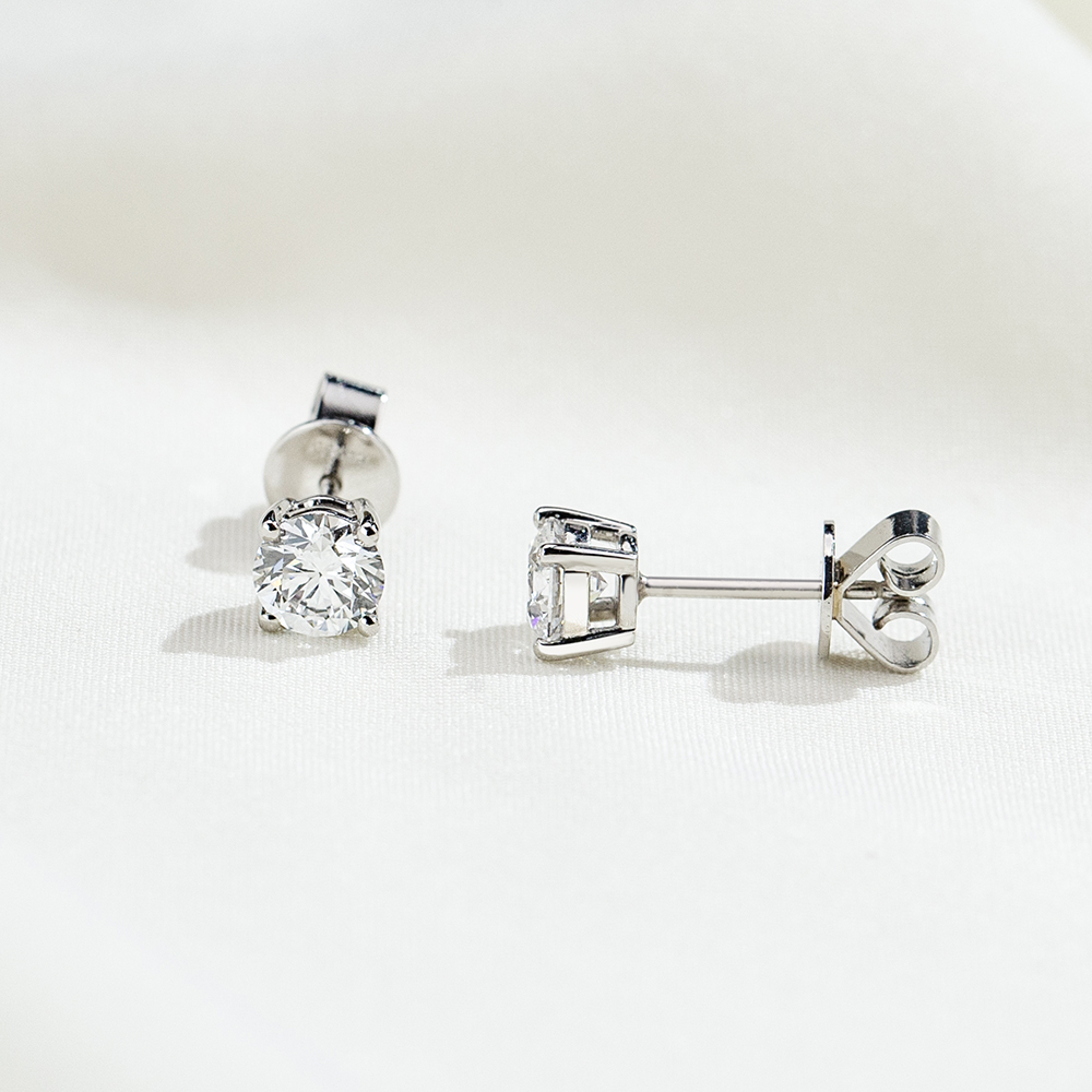 MissDiamond Round Cut Lab Grown Diamond 0.5CT D  VS1 VVS1 Platinum Studs Earrings MSE-329