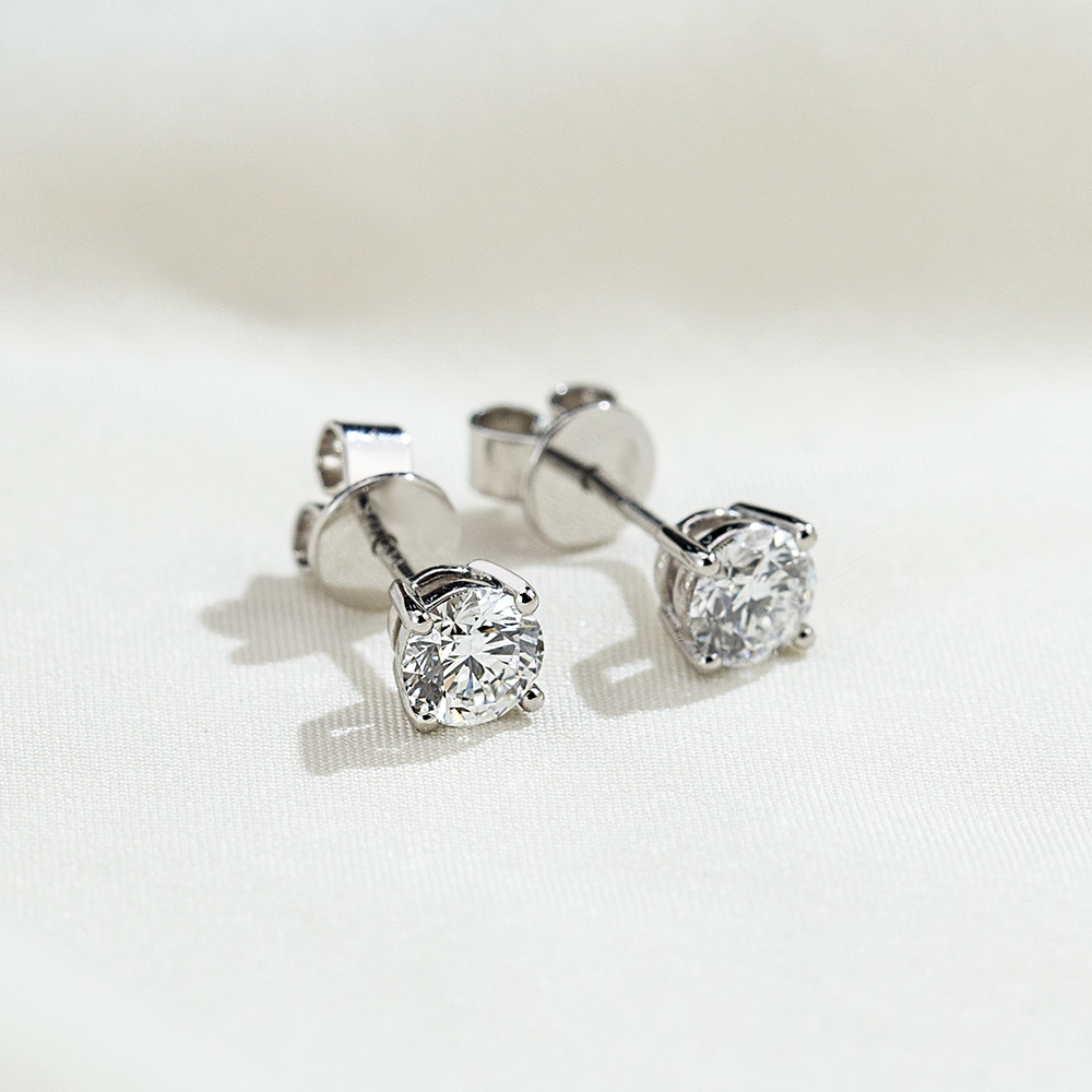 MissDiamond Round Cut Lab Grown Diamond 0.5CT D  VS1 VVS1 Platinum Studs Earrings MSE-329