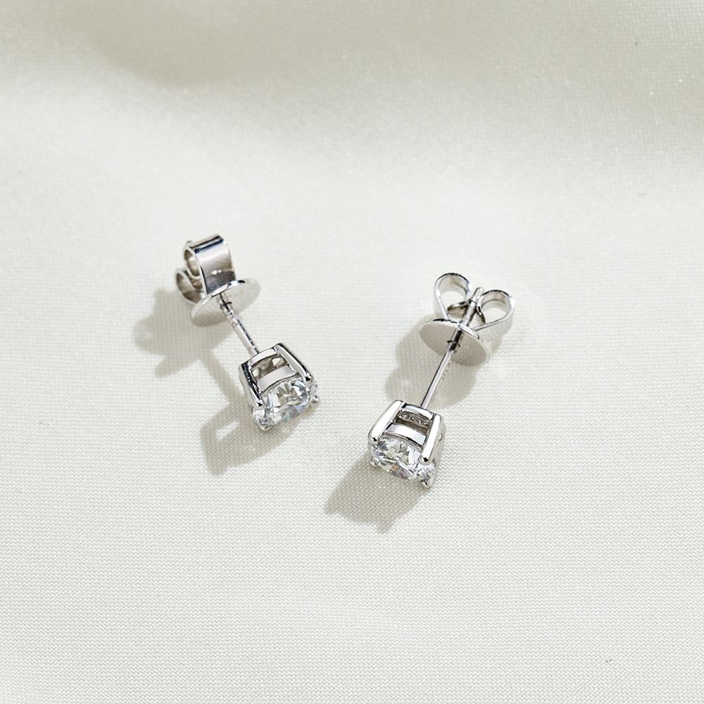 MissDiamond Round Cut Lab Grown Diamond 0.5CT D  VS1 VVS1 Platinum Studs Earrings MSE-329
