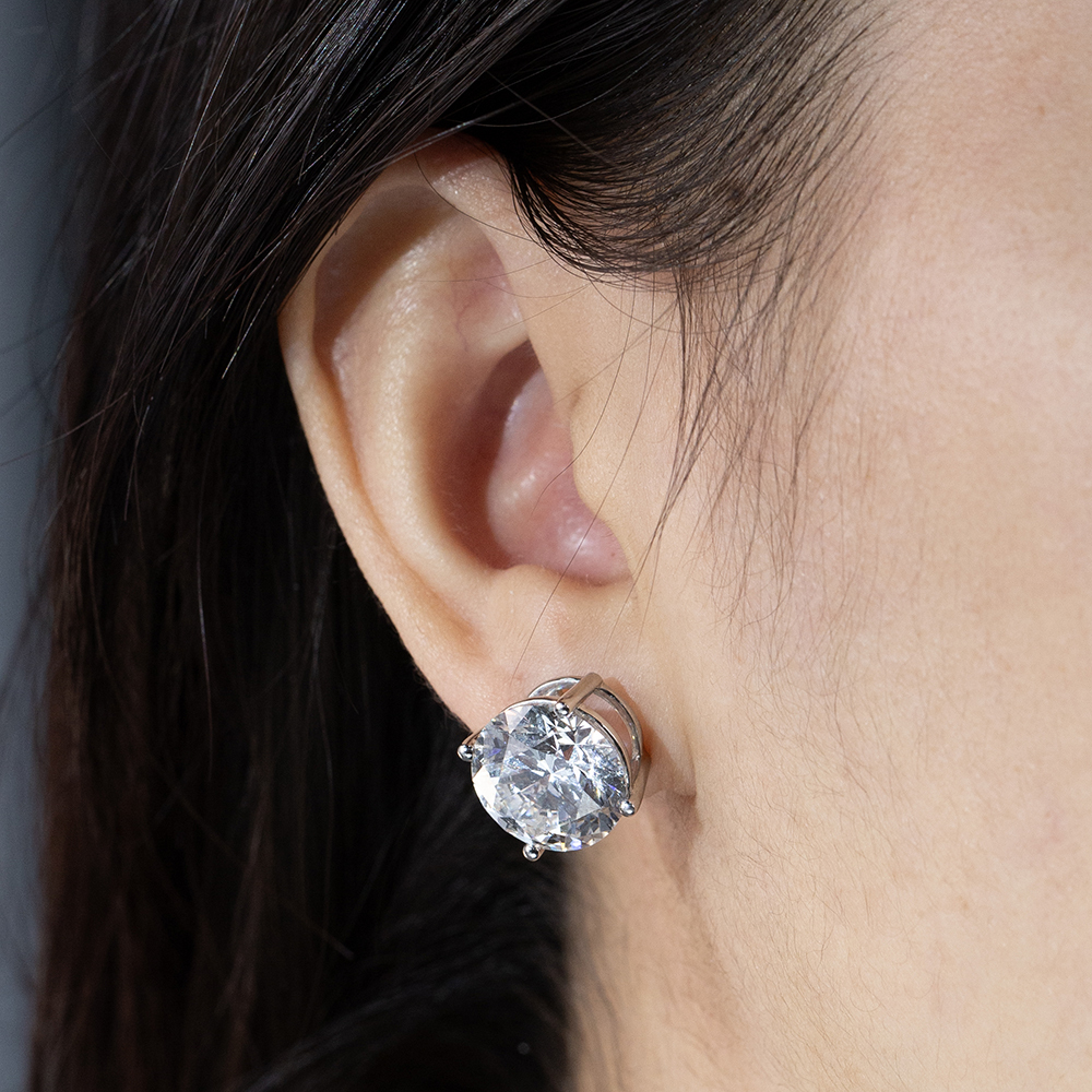 MissDiamond Round Cut Lab Grown Diamond 8CT E VVS2/VS1 Platinum Studs Earrings MSE-329