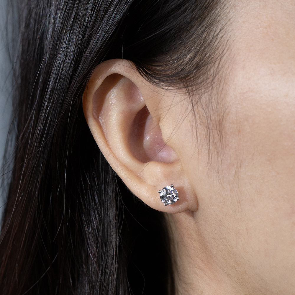 MissDiamond Round Cut Lab Grown Diamond 0.8CT D  VS2 Platinum Studs Earrings MSE-329