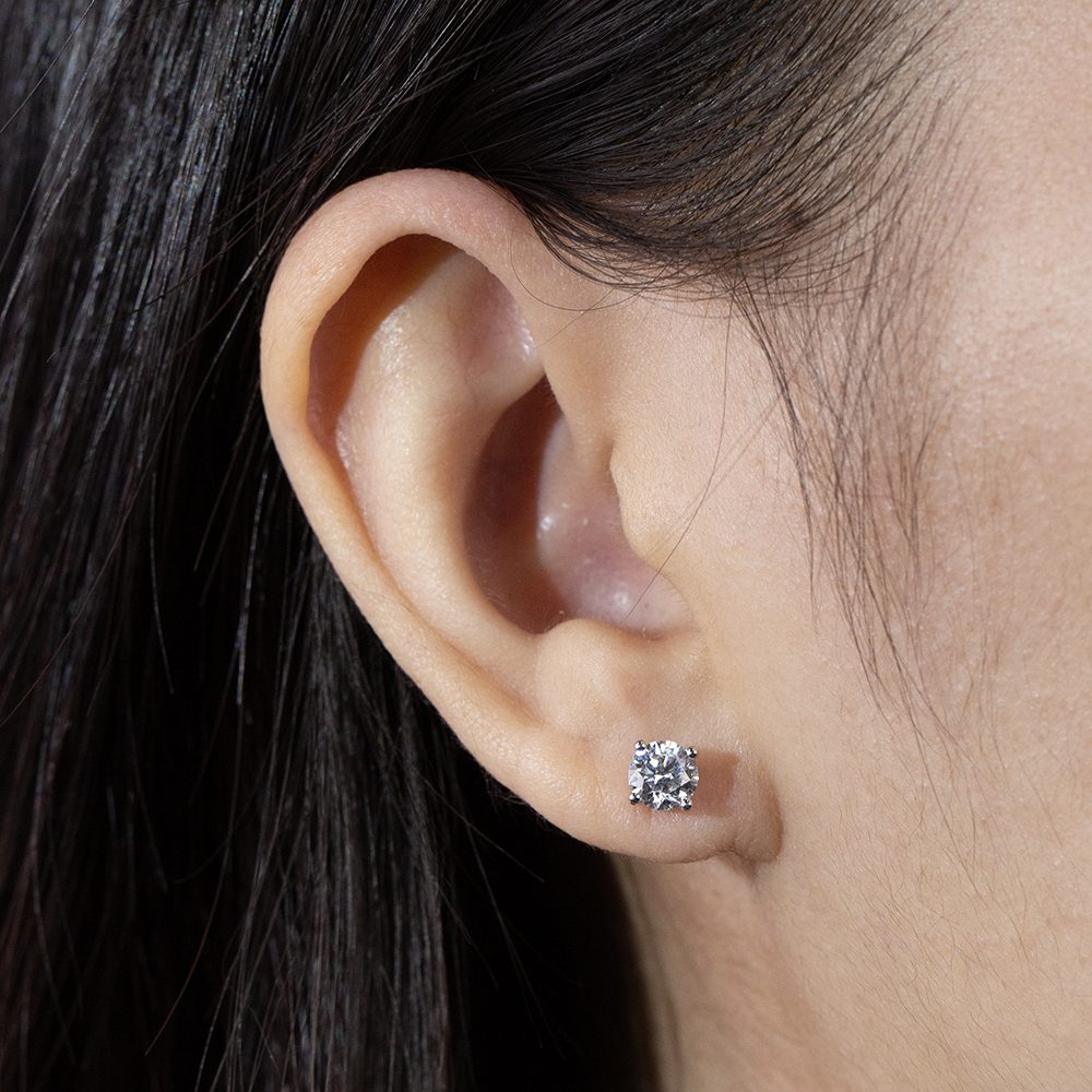 MissDiamond Round Cut Lab Grown Diamond 0.5CT D  VS1 VVS1 Platinum Studs Earrings MSE-329