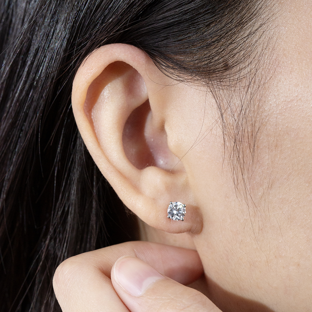 MissDiamond Round Cut Lab Grown Diamond 0.5CT D  VS1 VVS1 Platinum Studs Earrings MSE-329