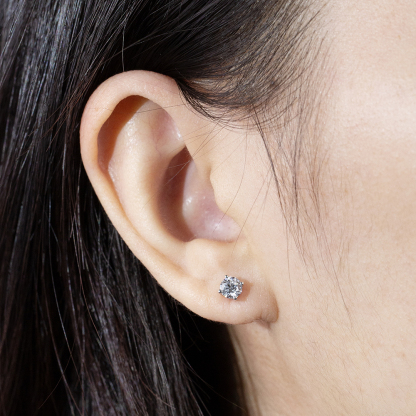 MissDiamond Round Cut Lab Grown Diamond 0.3CT D  VVS2 Platinum Studs Earrings MSE-329