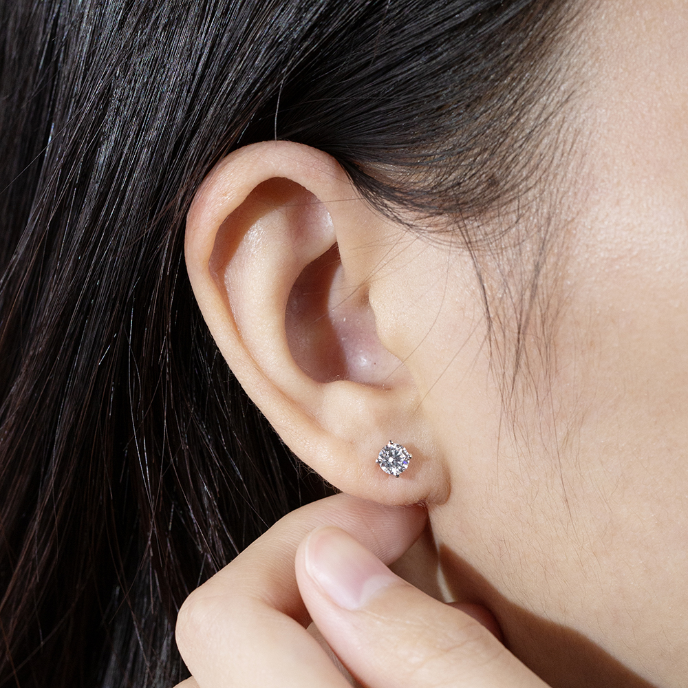 MissDiamond Round Cut Lab Grown Diamond 0.3CT D  VVS2 Platinum Studs Earrings MSE-329