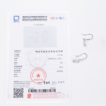 MissDiamond Pear Cut Lab Grown Diamond 1CT 9K White Gold Dangle Earrings MSN-840