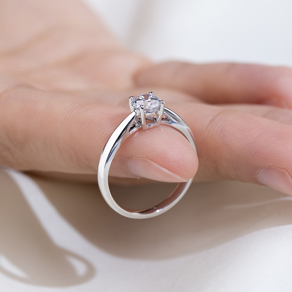 MissDiamond Round Cut Lab Grown Diamond  D G VS1 VVS2 Platinum Solitaire Ring MSR-371