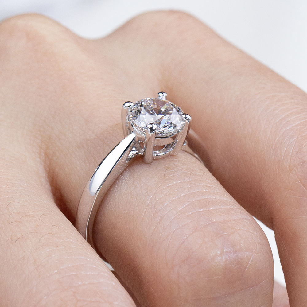 MissDiamond Round Cut Lab Grown Diamond 1CT D VS1 18K White Gold Solitaire Ring MSR-371