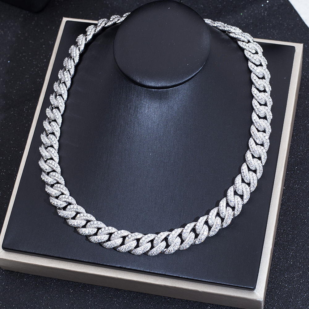 MissDiamond Round Shape Lab Grown Diamond E VVS1 S925 Silver 500mm Cuban Necklace MSN-862