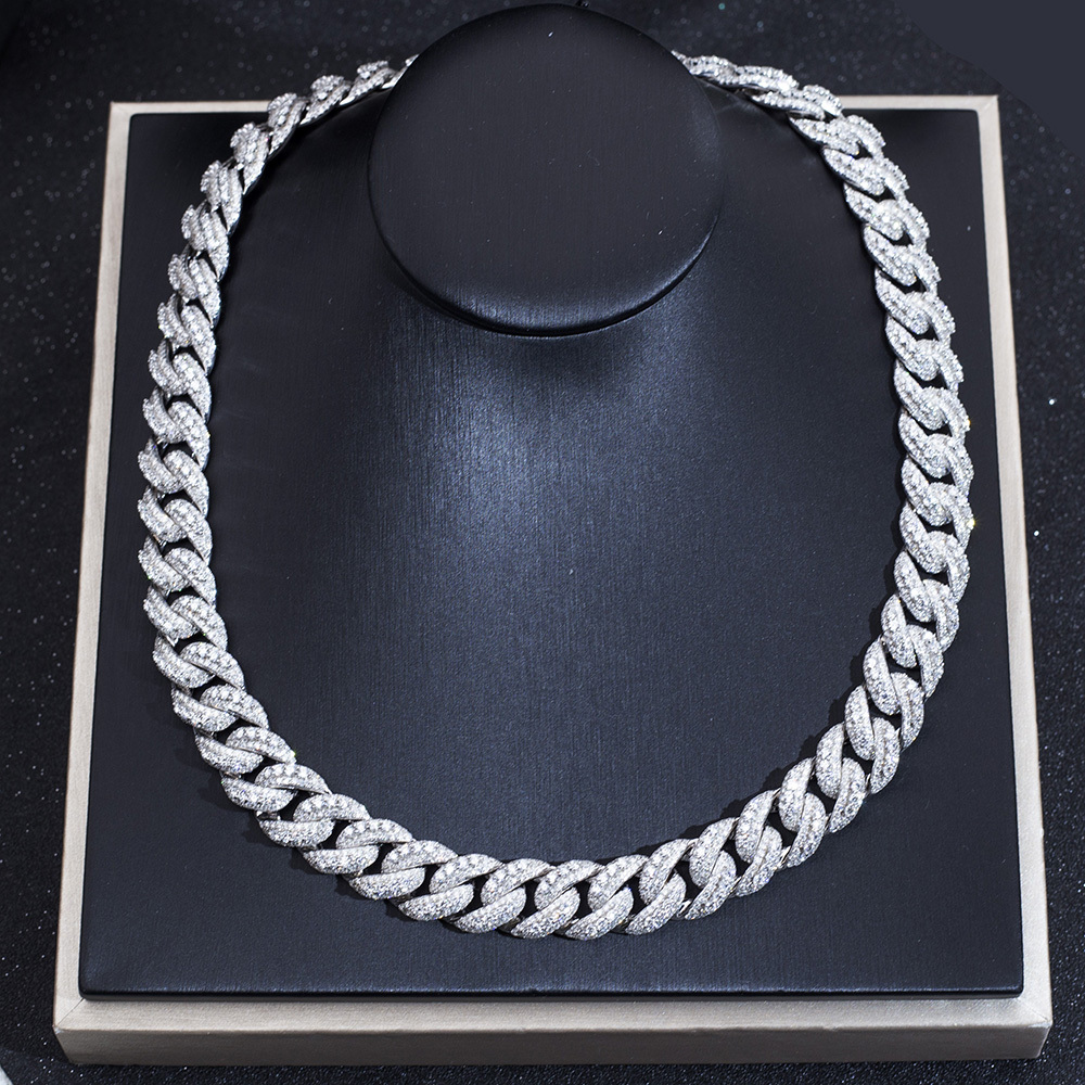 MissDiamond Round Shape Lab Grown Diamond E VVS1 S925 Silver 500mm Cuban Necklace MSN-862