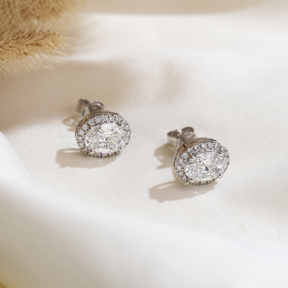 MissDiamond Lab Grown Diamond 1.2CT 18K White Gold Studs Earrings MSE-889