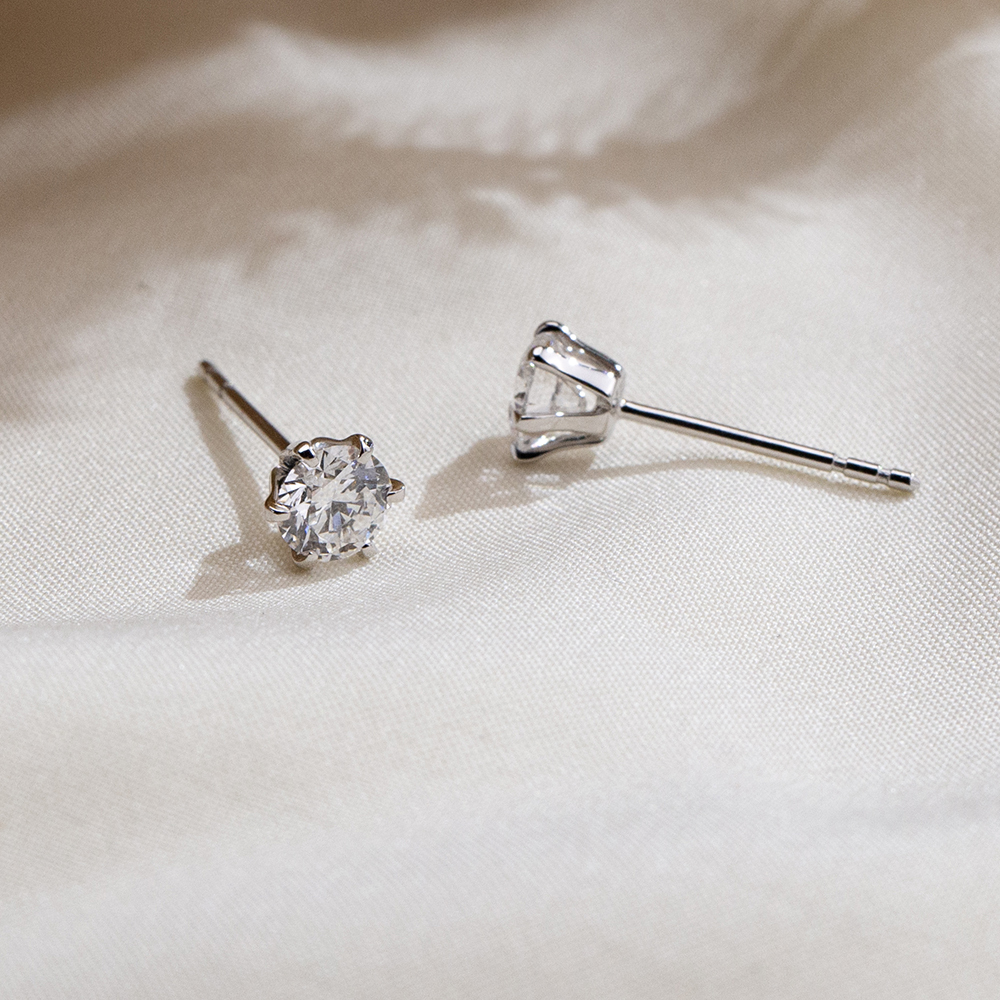 MissDiamond Round Cut Lab Grown Diamond 18K White Gold Studs Earrings MSE-519