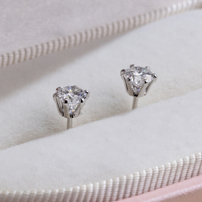 MissDiamond Round Cut Lab Grown Diamond 18K White Gold Studs Earrings MSE-519