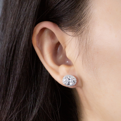 MissDiamond Lab Grown Diamond 1.2CT 18K White Gold Studs Earrings MSE-889