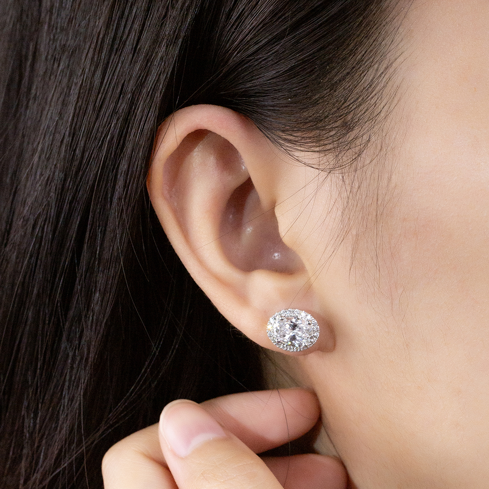 MissDiamond Lab Grown Diamond 1.2CT 18K White Gold Studs Earrings MSE-889