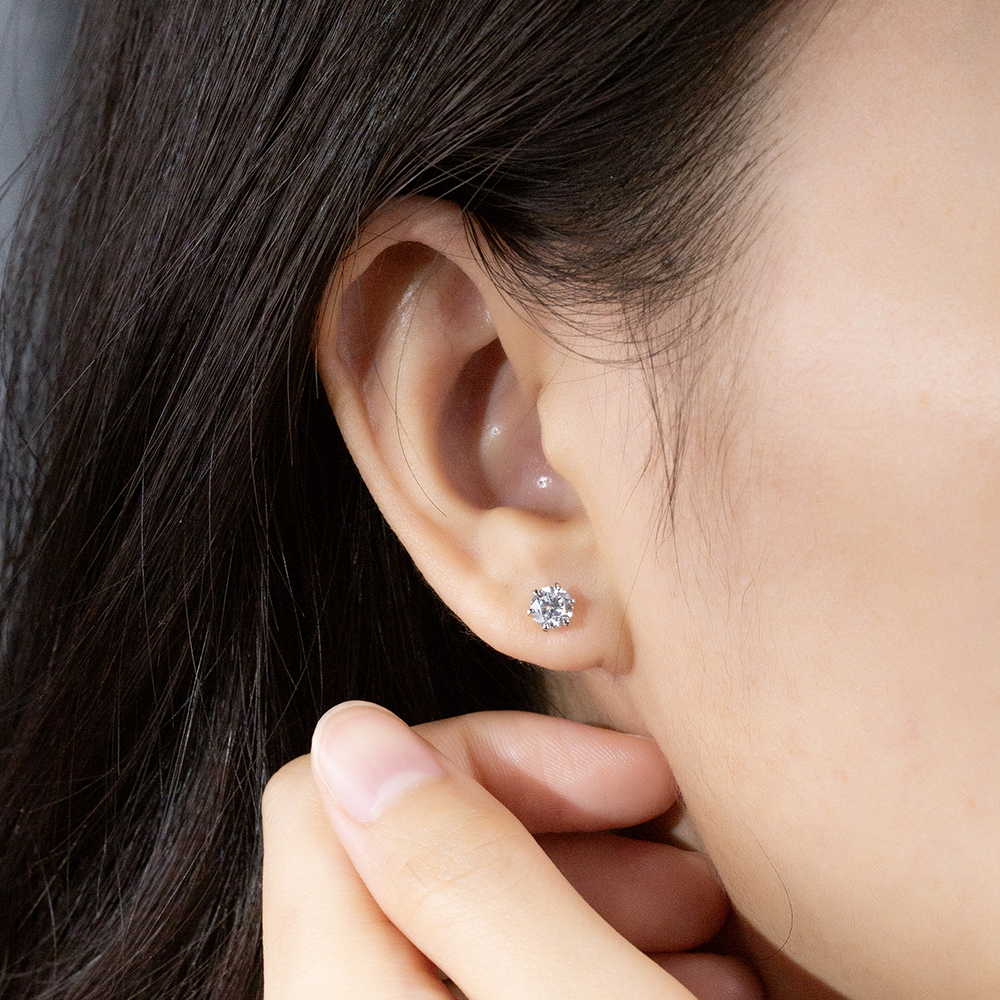 MissDiamond Round Cut Lab Grown Diamond 18K White Gold Studs Earrings MSE-519