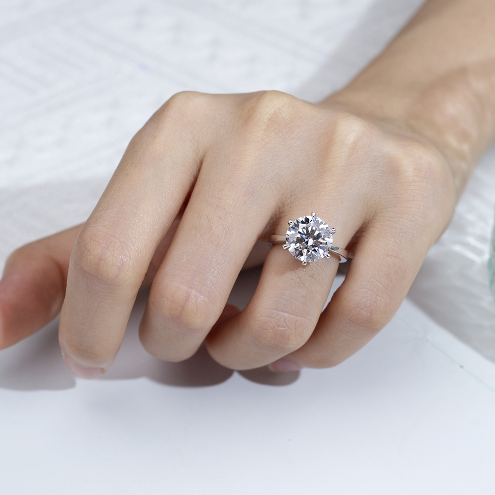 Round Cut Lab Grown Diamond 3.73CT Solitaire E VVS1 18K White Gold Ring MSR-1661