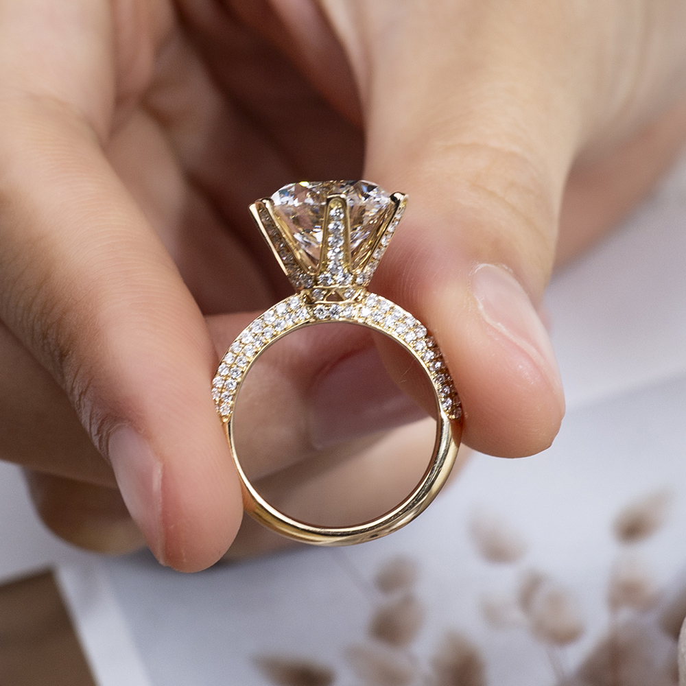 Round Cut Lab Grown Diamond 5CT Solitaire D VS1 18K Yellow Gold Ring MSR-1665