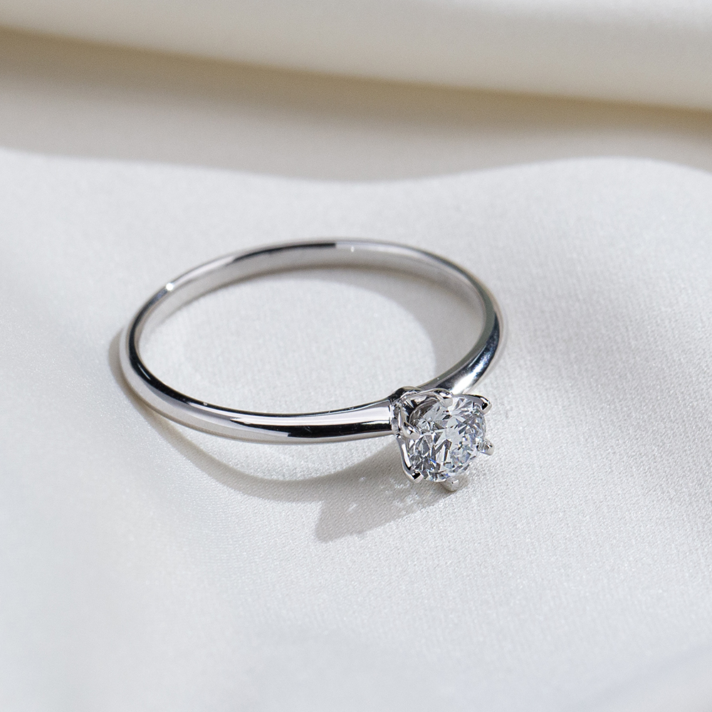 MissDiamond Round Cut Lab Grown Diamond D E F G Platinum Solitaire Ring MSR-058