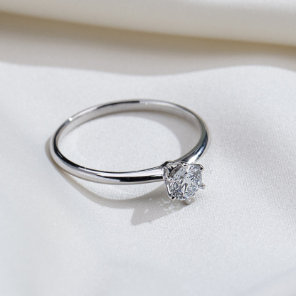 MissDiamond Round Cut Lab Grown Diamond D E F G Platinum Solitaire Ring MSR-058