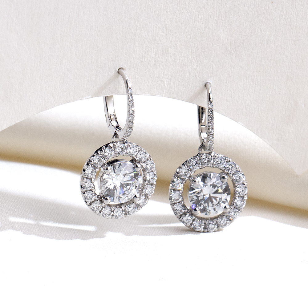 MissDiamond Lab Grown Diamond 1.07CT D IF Platinum Dangle Earrings MSE-927