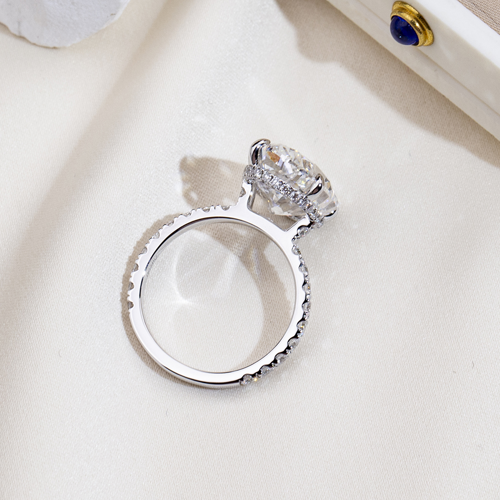 MissDiamond Oval Cut Lab Grown Diamond 2.0CT Platinum Accented Solitaire Ring MSR-1133