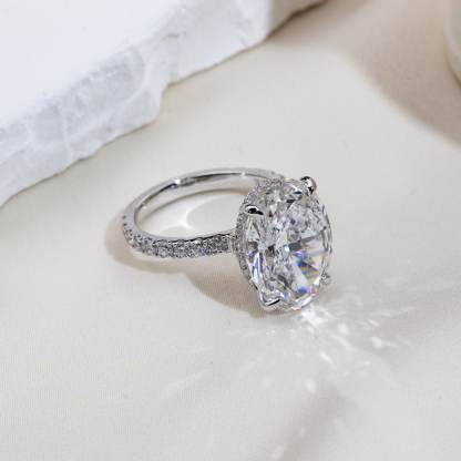 MissDiamond Oval Cut Lab Grown Diamond 2.0CT Platinum Accented Solitaire Ring MSR-1133