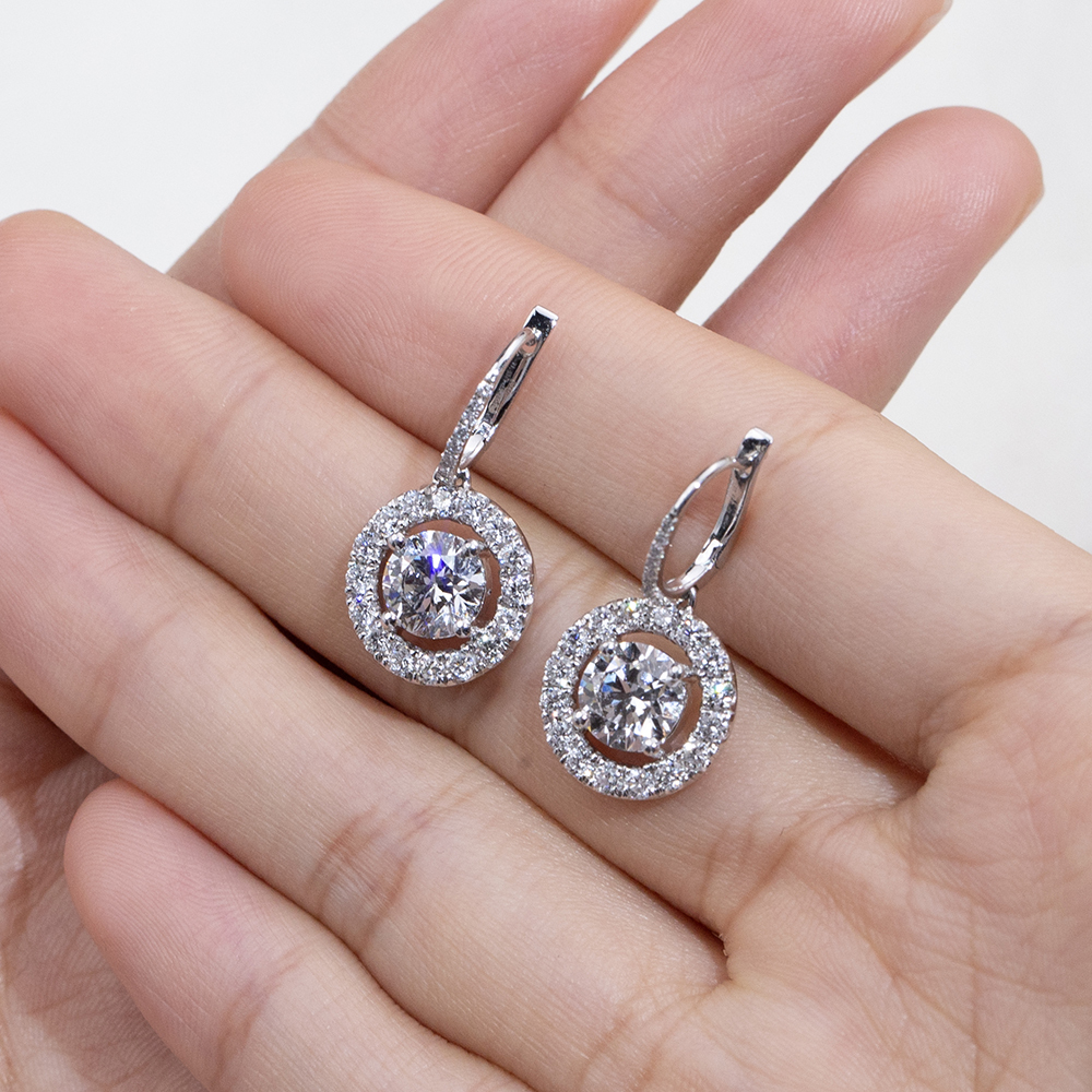 MissDiamond Lab Grown Diamond 1.07CT D IF Platinum Dangle Earrings MSE-927