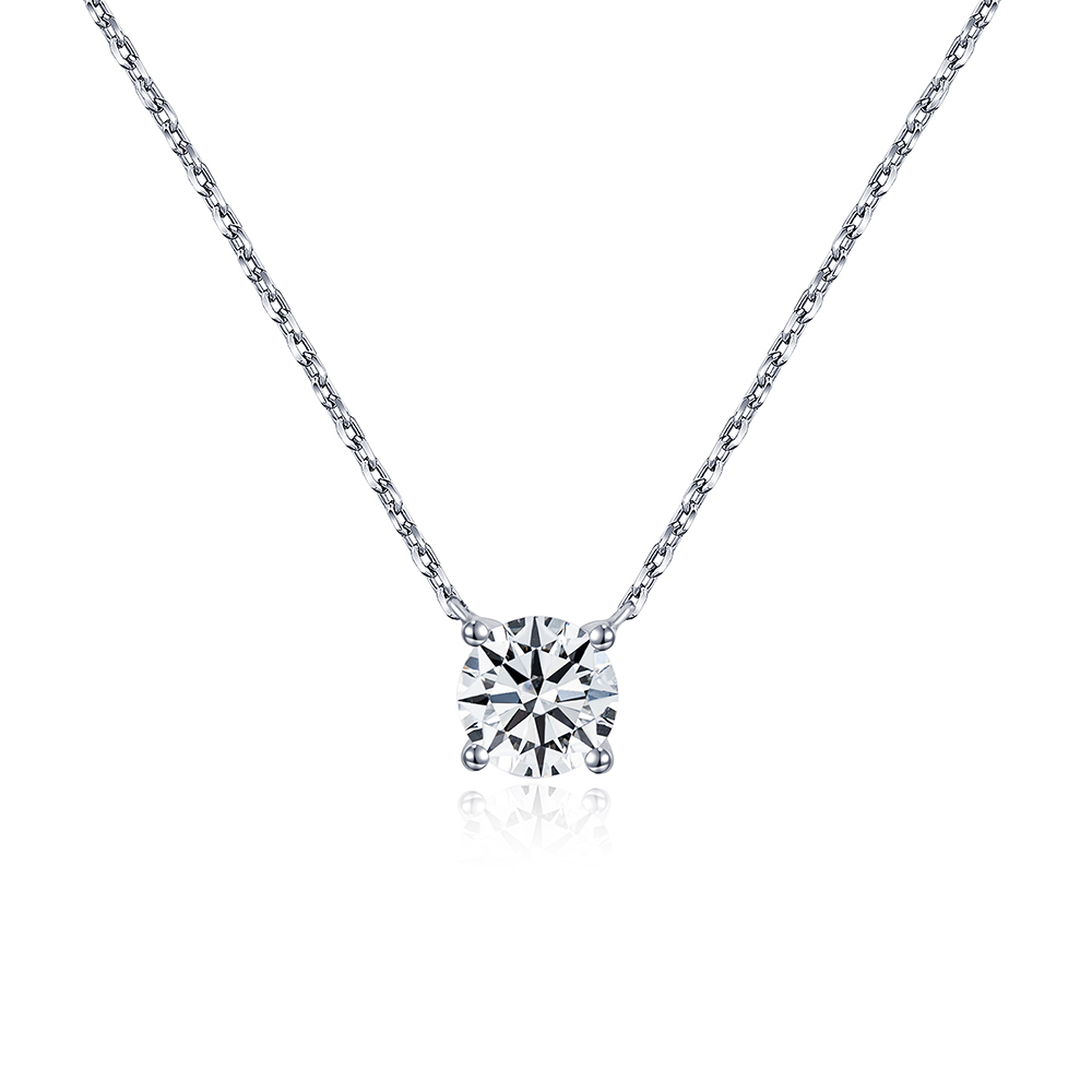 MissDiamond Round Cut Lab Grown Diamond 0.8CT 1CT D E VS2 VVS2 Platinum Pendant Necklace MSN-204