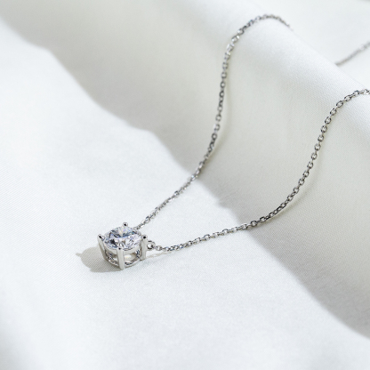 MissDiamond Round Cut Lab Grown Diamond 0.8CT 1CT D E VS2 VVS2 Platinum Pendant Necklace MSN-204