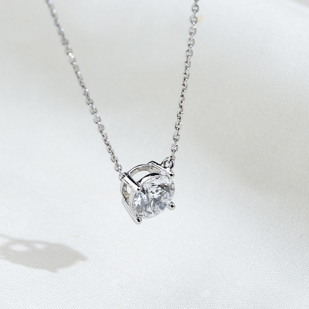 MissDiamond Round Cut Lab Grown Diamond 0.8CT 1CT D E VS2 VVS2 Platinum Pendant Necklace MSN-204